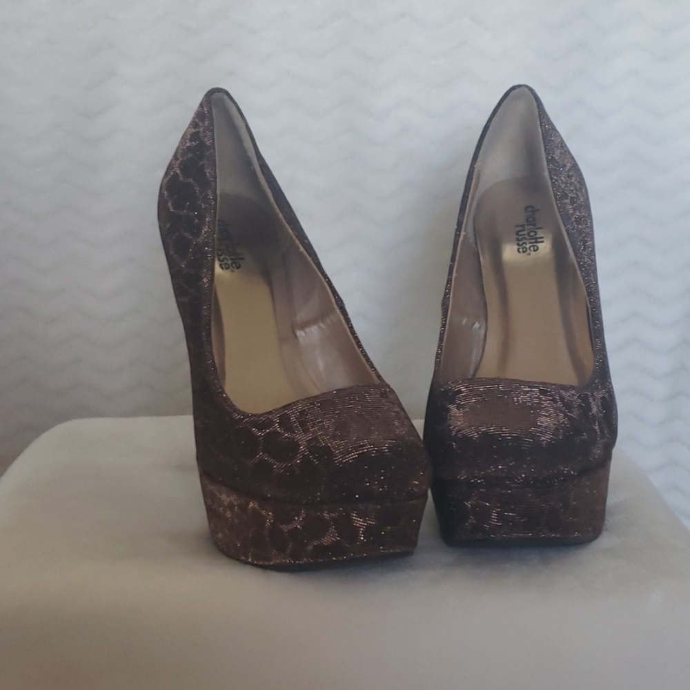 Charlotte Russe 5"  glistening Leopard print heels